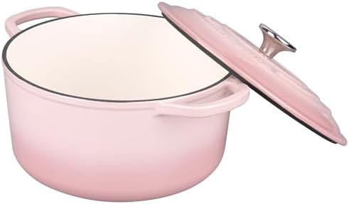 VORRINGARD Enameled Cast Iron Dutch Oven Pot with Lid, for Sourdough Bread Baking, Round Dutch Ovens, 4.5 Quart, Pink - Image 5