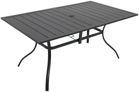 63"x38" Rectangle Outdoor Patio Dining Table with Umbrella Hole - 6 Person by Anmutig