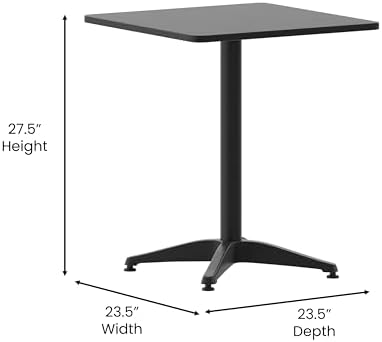 Flash Furniture 23.5 in Indoor/Outdoor Square Table with Base, Black - Image 3