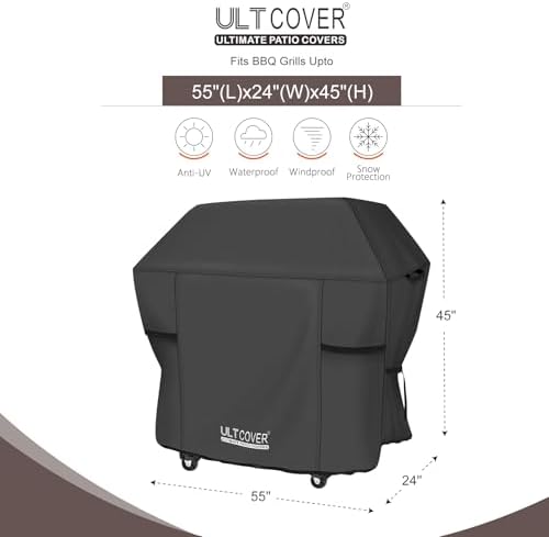 ULTCOVER Waterproof BBQ Grill Cover, 55 inch, Black - Image 2