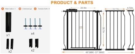 48 to 53 Inch Extra Wide Baby Gate for Doorway Stairs - Image 2