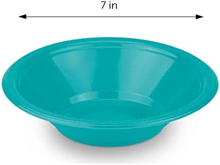 DecorRack 24 Turquoise Plastic Bowls, 7 in Disposable 12 oz Bowl - Image 2