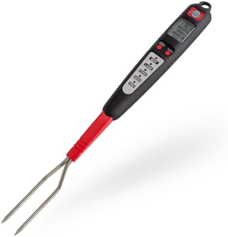 Digital Meat Thermometer Fork for Grilling and Barbecue Fast Read Electronic Probes with Ready Alarm Quick Accurate BBQ Temperature for Steak Chicken Hot Grilled Food by GrillePerfect