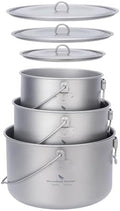 iBasingo Titanium Camping Hanging Pots Set 3PC Backpacking Cookware Ti2056C by iBasingo
