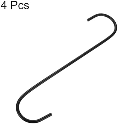 HARFINGTON 4pcs Long S Hooks 8 Inch Extra Long Metal S-Shaped Hanging Hooks High Manganese Steel S Hanger Storage Organizing Tool for Kitchen Garden Bathroom Garage Closet, Black - Image 3
