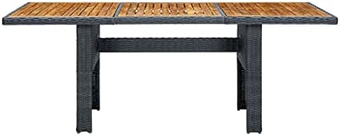 Outdoor Tables Dark Grey Patio Table, Solid Acacia Wood Dining Table for Garden, Deck, Balcony, Exterior Furniture for Outside, 78.7 in. - Image 3