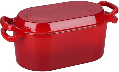 VORRINGARD Oval Dutch Oven Pot with Lid, Enamel Coating Cast Iron Bread Pans for Homemade Sourdough Bread Baking, Cooking, 4 Quart, Red - Image 4