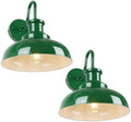 Outdoor Barn Lights - Rustic Farmhouse Exterior Mount Lights, Vintage Indoor/Outdoor Wall Lighting Fixtures, Industrial Green White Porch & Garage Lanterns - RZ007-2 GR+WH by Diyel