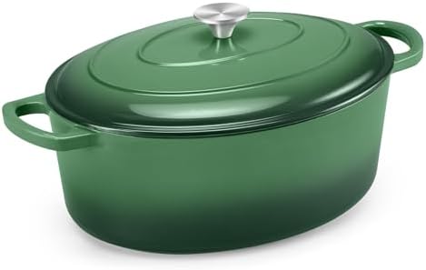 TeamFar 7QT Oval Dutch Oven, Enameled Cast Iron Dutch Oven Pot with Lid by TeamFar