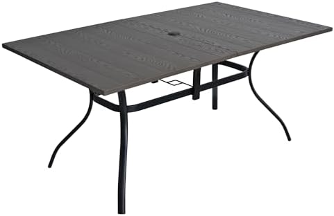63" Wood-like Embossing Rectangle Outdoor Patio Dining Table for 6 Person - Image 5