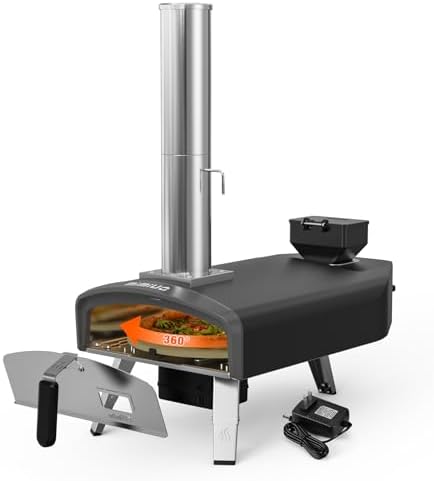 Mimiuo 12" Outdoor Wood Pellet Pizza Oven w/Auto-Rotating Stone, 60S Bake by Mimiuo