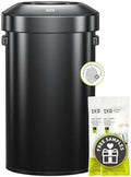 EKO 16-Gallon Round Black Stainless Steel Open Top Trash Can, Large Commercial Waste Bin with Detachable Lid and Carrying Handle, Brushed Metal Garbage Bin for Home, Office, Restaurant, Restroom by Unknown