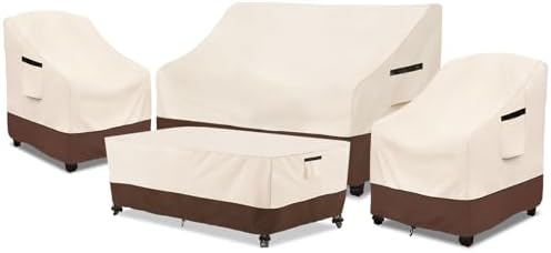 Rileytee Patio Furniture Set Covers Waterproof 4Pcs,Beige&Brown,XX-Large by Rileytee