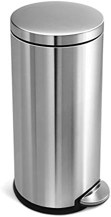 simplehuman Round Step Can, 30L / 8 Gallon Kitchen Trash Can, Iconic Round Shape, 150,000-Step Pedal, Lid Shox® Silent Close, Removable Inner Bucket, Brushed Stainless Steel - Image 6
