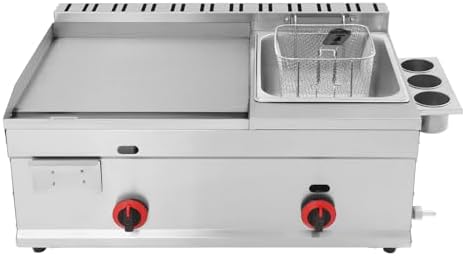 Commercial Gas Propane Flat Top Griddle With Deep Fryer Multi Function Cooking Tool High Heating Power Durable Build Ideal For Restaurant Catering Outdoor Food Making And Daily Commercial Cooking Use by AOOCHU