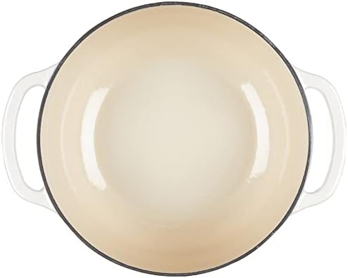 Lodge 4.5 Quart Enameled Cast Iron Dutch Oven with Lid – Dual Handles – Oven Safe up to 500° F or on Stovetop - Use to Marinate, Cook, Bake, Refrigerate and Serve – Oyster White - Image 3