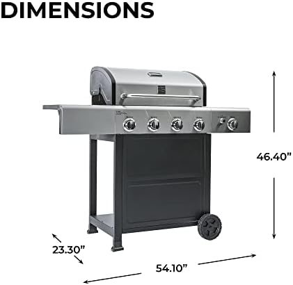 Kenmore 4-Burner Gas Grill with Side Burner, Outdoor BBQ Grill, Propane Gas Grill, Cast Iron Cooking Grates, Electronic Ignition, Warming Rack, Open Cart Design, 53000 BTUs, Stainless Steel and Black - Image 3