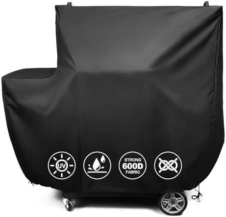 QuliMetal Smoker Cover for Gravity Series 1050 Digital Charcoal Grill and Smoker Durable Grill Cover with PVC Liner, Double-Stitching and Adjustable Drawstring in Black, Model MB20081220 by QuliMetal
