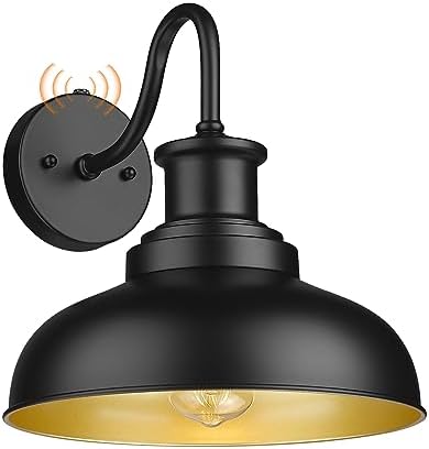 Dusk to Dawn Outdoor Barn Light, Farmhouse Outdoor Wall Sconce, Rustic Exterior Wall Mount Light, Vintage Outside Lighting Fixture Industrial Black Lantern for Porch Garage Shed,1 Pack by Diyel