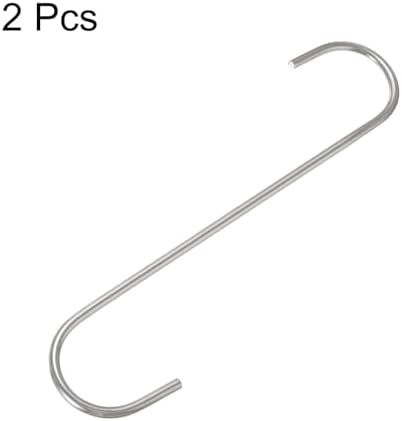HARFINGTON 2pcs Long S Hooks 8" Metal S-Shaped Hanging Hooks Silver - Image 3
