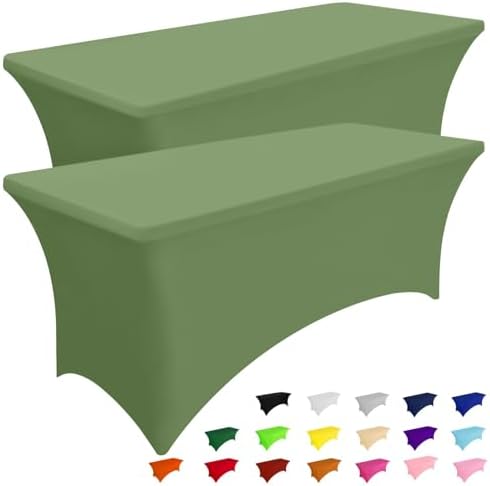 Smiry 2 Pack Spandex Table Cloth 4FT, Elastic Fitted Sage Green Tablecloth by Smiry