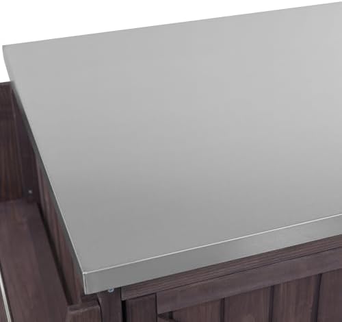 42.1" Outdoor Kitchen Island with Side Shelf and Stainless Top, Dark Brown - Image 6