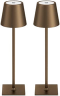 Kakanuo Brown Cordless Rechargeable Table Lamp 5000mAh Battery Operated Lamps, 3 Colors Stepless Dimming Touch Lamp for Living Room, Kitchen Counter, Dining, Outdoor Patio, 2 Pack by KakanuoLightings