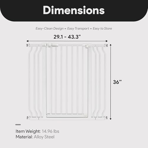 BalanceFrom 29.1-43.3" Easy Walk-Thru Baby and Pet Safety Gate with Hold-Open and Auto-Close – Adjustable Steel Barrier for Stairs, Doorways, and Hallways, No Drilling Installation - Image 4