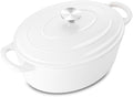 Leonyo 5-Quart Enameled Cast Iron Oval Dutch Oven Pot with Lid, White by Leonyo