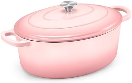 TeamFar 7QT Oval Dutch Oven, Enameled Cast Iron Dutch Oven Pot with Lid by TeamFar