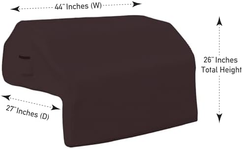 Covers & All Built-in Grill Cover for Outdoor Grill – Heavy Duty 12 oz Waterproof Built-in BBQ Grill Cover, PVC-Coated Polyester with Elastic Hem for Snug Fit (44 x 27 x 26 inches, Coffee) - Image 3