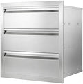 Outdoor Kitchen Drawers 18" x 20.5" x 20.5" Stainless Steel Triple Drawer Cabinet, Flush Mount Modular Storage for BBQ Islands & Patios by Cobaltis