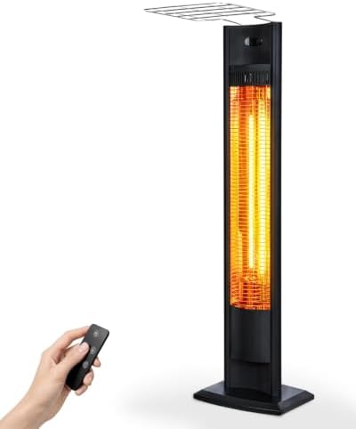 hykolity Electric Patio Heater 38.5in, 1500W Infrared Indoor & Outdoor, Portable Standing Space Heater with IPX4 Waterproof, Tip-Over, Overheat Protection for Patio, Backyard,Living room by hykolity