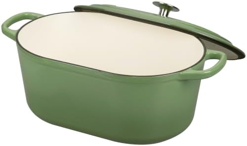 EDGING CASTING Enameled Cast Iron Oval Dutch Oven, 6QT, Pistachio Green - Image 7