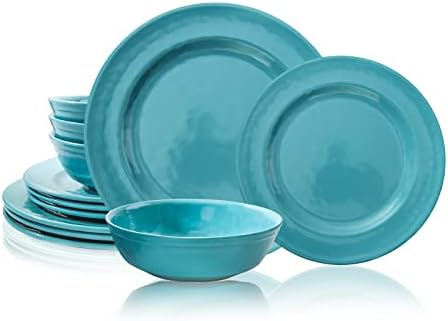 TP 12-Piece Melamine Dinnerware Sets, Service for 4, Teal by TastePrime