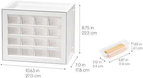IRIS USA 16-Drawer Small Drawer Organizer, Craft Desk Storage, White - Image 3