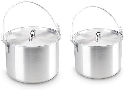 AceCamp Nested Pot Aluminum Lightweight Cooking Pot Set Outdoor Large Stock with lid and folding handle - 4L,8L,12L by AceCamp