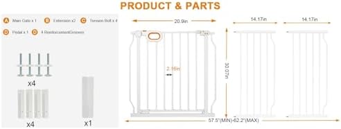 57.5-62.2 Inch Baby Gates Extra Wide for Doorways - Image 4