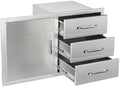 Outdoor Kitchen Door Drawer Combo Cabinet with BBQ Access and Triple Drawers for Outdoor Kitchen Island, Dimensions 38.1"" W x 22.6"" H x 20.8" (Drawer with Handle and Left Door Combo) by Unknown