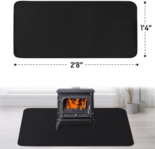 Fireproof Fireplace Rug for Home Protection, 2'8'' x 1'4'' x 0.04'', Black - Image 2