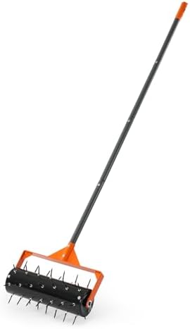 VEVOR Rolling Lawn Aerator, 15 in Manual Push Aerator Roller with 42 Spikes & 60 in Long Handle, Fillable Drum for Added Weight, Heavy-Duty Lawn Soil Penetrator for Garden Yard Compacted Soils by VEVOR