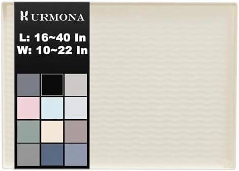 URMONA 31'' x 22'' Waterproof Silicone Under Sink Mat Cabinet and Counter Protector, Shelf Liner for Kitchen and Bathroom, Storage and Organizers, Litter Mat, Pet Cat Puppy Essentials(Ivory) by URMONA