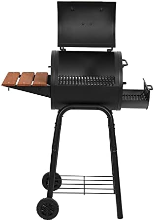 Char-Griller® Patio Pro Charcoal Grill and Smoker with Cast Iron Grates, Premium Wood Shelf and Damper Control, 250 Cooking Square Inches in Black, Model E1515 - Image 4