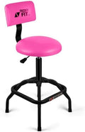 Shop Stool with Backrest, Mechanic Garage Stool for Workshop, Adjustable Shop Stools Chair, Padded Workbench Stools for Men Women, 300 LBS Capacity, 360° Swivel PVC Seat, Heavy Duty, Pink by FreekyFit