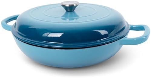 Enameled Cast Iron Dutch Oven, 3.8 Quart Dutch Oven Pot with Lid, Non Stick Cast Iron Pot, Round Oven Safe up to 500°F, Use for Marinate, Cook, Bake and Serve – Gradient Blue by UFEH