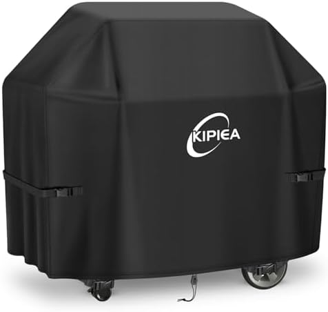 Kipiea 600D Heavy Duty Gas Grill Cover for Weber Genesis 400 & LX Series Grills, 64-Inch Waterproof BBQ Cover with Windproof Buckles, UV Resistant, No Tear – Not Compatible with 2022+ Genesis 400 by Kipiea