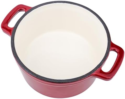 Flavehc Mini Cocotte 16 oz Mini Dutch Oven 0.5 qt. Cast Iron Garlic Roaster for Oven Garlic Confit Pot Ramekins with Lids Oven Safe Set of 2, Red - Image 5