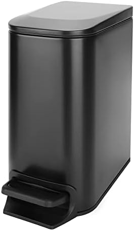 Cesun Small Bathroom Trash Can with Lid, 1.6 Gal, Soft Close, Matte Black by Cesun