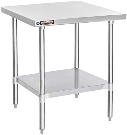 DuraSteel 30x30 Stainless Steel Work Table - NSF Commercial Prep Metal Table - Outdoor Pizza Oven Stand w/Under Shelf - Kitchen Island Laundry Utility Garage Microwave Stand Large Rolling Storage Cart by DuraSteel