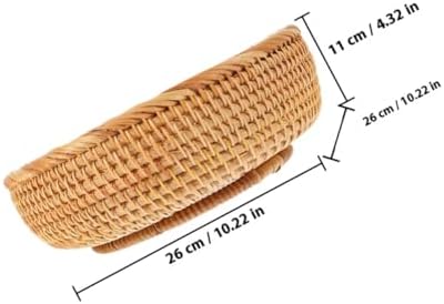 Hemobllo Large Handmade Woven Rattan Picnic Basket Sturdy Thick round Fruit Storage Basket for Outdoor Kitchen Food Serving and Organizing - Image 2
